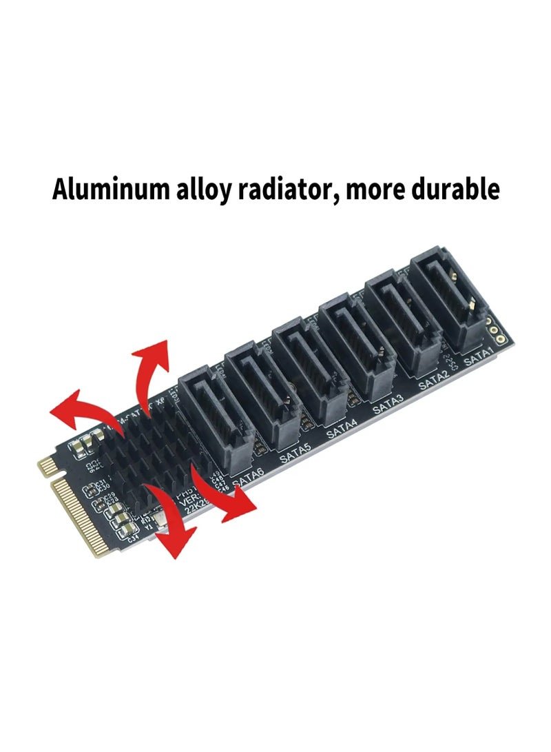 M.2 NVME PCI-E PCIE X4 X8 X16 To 6 Port 3.0 SATA Adapter Card Riser III 6GB/S Chassis server PC Expansion+6PCS 3.0 SATA CABLE(size A) - Image 4